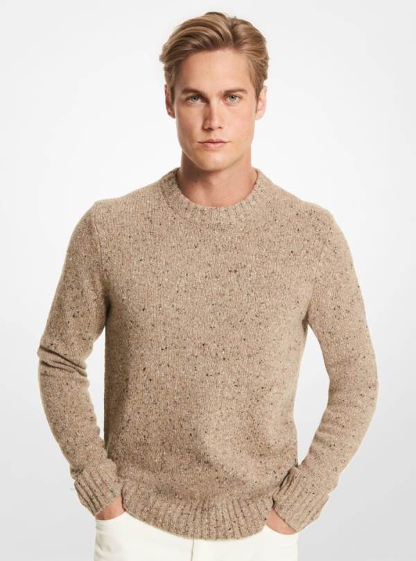 Panske Svetre Michael Kors Tweed Wool Blend Hnede Čierne - Oblecenie Michael Kors Vypredaj | FDMLK-7063